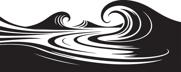 Fototapeta premium Stylized Black and White Ocean Waves