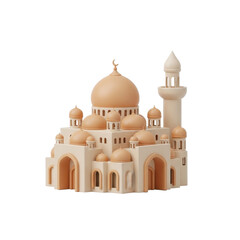 Detailed Miniature Mosque Model with Intricate Architectural Design.