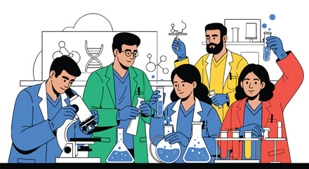 Diverse team of scientists collaborating in a laboratory setting