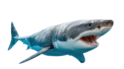 Mighty Shark of the Ocean: A formidable shark glides gracefully through the ocean. Witness the power and beauty of this apex predator in its natural aquatic environment.