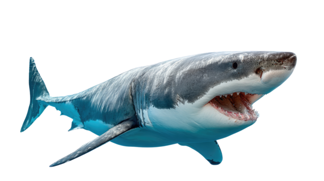 Mighty Shark of the Ocean: A formidable shark glides gracefully through the ocean. Witness the power and beauty of this apex predator in its natural aquatic environment.