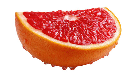 Juicy Grapefruit Slice: Captivating close-up of a succulent grapefruit slice, radiating freshness, its vibrant red flesh glistening with a touch of moisture