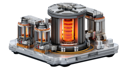 Futuristic Energy Core: Intricate machinery glows with powerful energy, a symbol of cutting-edge technology and innovation in a complex, futuristic design.