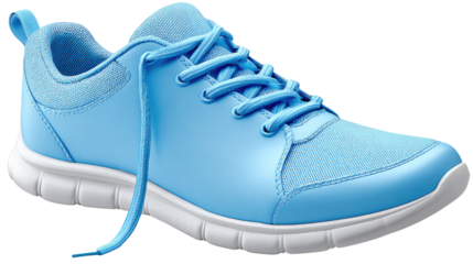Light Blue Sport Shoe: A vibrant light blue sport shoe is showcased. The shoe is designed for running and training, featuring a sleek design and durable construction.