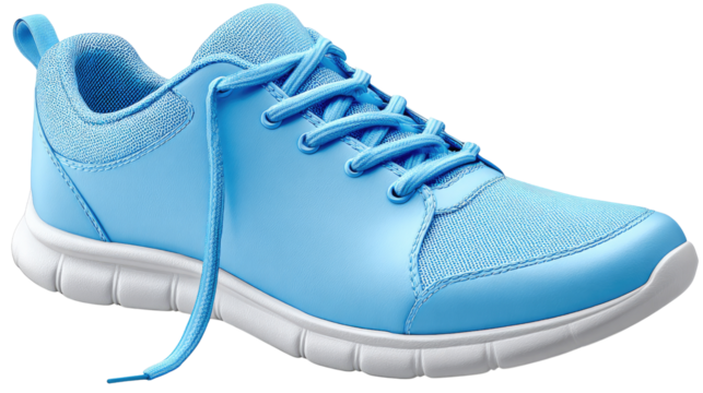 Light Blue Sport Shoe: A vibrant light blue sport shoe is showcased. The shoe is designed for running and training, featuring a sleek design and durable construction.