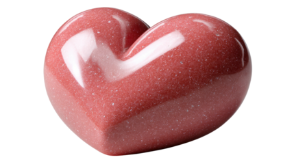 Love's Solid Form: A close-up shot presents a beautiful, polished heart made of rich, rose-colored stone, representing the solidity and timelessness of affection.