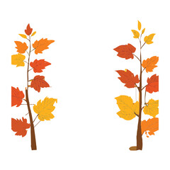 Simple autumn foliage border frame illustration with vibrant orange and yellow leaves for seasonal design projects