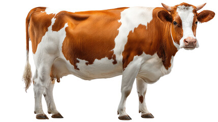 Cow Portrait: A striking cow stands confidently, showcasing its unique coat pattern and embodying the essence of rural life.