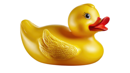 Rubber Duck: A cheerful yellow rubber duck with a red beak and detailed eye. Perfect for fun and bath time joy.
