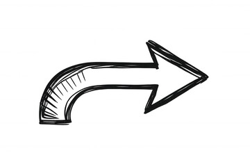 Hand drawing arrow pointing right, depicting direction, share, next, forward, or reply symbol with transparent background