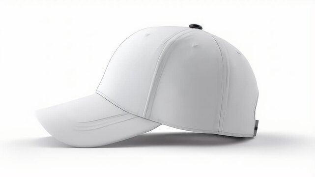 White Baseball Cap Mockup on Clean White Background.