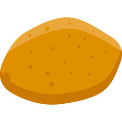 Isolated Flat Icon of a Golden Brown Almond Seed on a Transparent Background with Subtle Texture Details