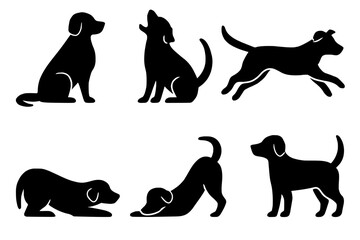 Playful Canine Silhouettes: A collection of charming dog silhouettes in various poses, capturing the essence of canine companionship and delight.