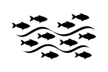 Aquatic Symphony: A stylized depiction of a school of fish gracefully navigating flowing aquatic currents, evoking a sense of fluidity and the delicate balance of the aquatic ecosystem.