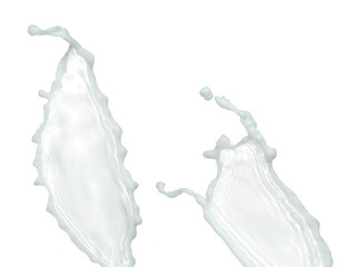 Daily Milk white lotion droplet fly splashing. Milk cream pour float to mid air. Moisturizer lotion explosion spill. White background isolated high speed shutter freeze