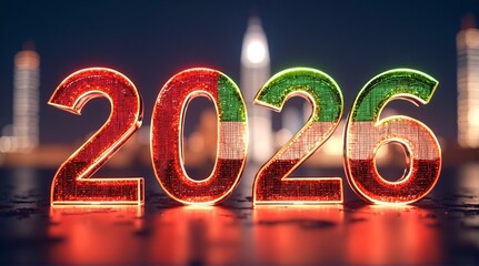 Glowing 2026 numbers celebrate a Happy New Year globally, from China to Hong Kong, ushering in a bright future.