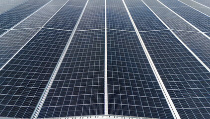 solar panels on a roof aerial view
