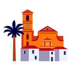 cathedral with white town andalusian style