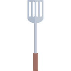 Simple Kitchen Utensil Spatula With Wooden Handle and Transparent Background