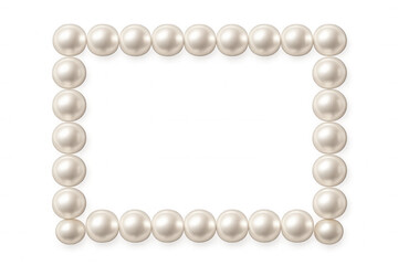 Obraz premium Pearl border frame forming a decorative rectangle, luxurious jewelry element, elegant design on transparent background