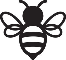 Minimalist Black and White Bee Icon, Stylized Vector Design