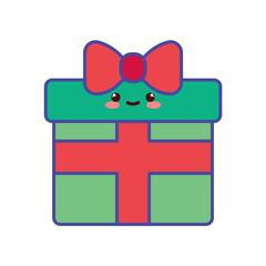 Cute Kawaii Christmas Gift Vector