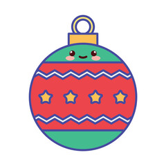 Cute Kawaii Christmas Bauble Vector