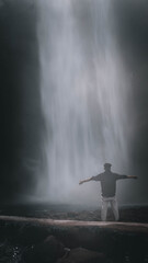 waterfall with aesthetic views in nature