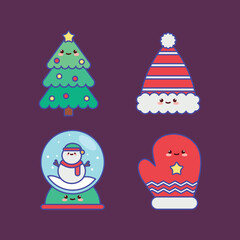 Linear Kawaii Christmas Icon Pack