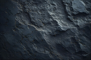 Collection of four dark abstract textures: three porous, speckled foam/bubbly surfaces in varying shades of gray and black, and one extreme close-up of rough, jagged black slate or stone rock face.