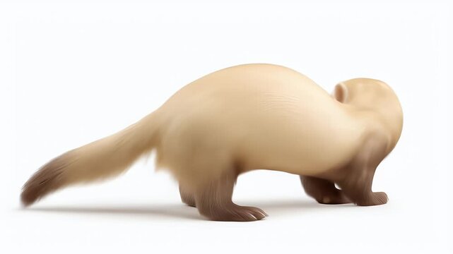 Adorable Ferret Posing on White Background, Studio Shot.