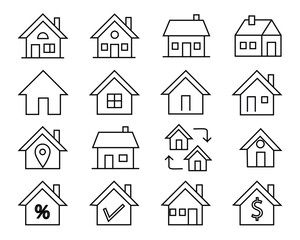 Smart Home and Connected House Icon Set – Vector Line and Graphic Designs for IoT and Wireless Technology