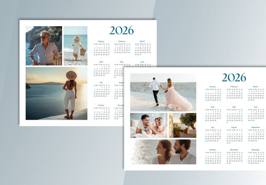 2026 Photo Collage One Page Calendar Template