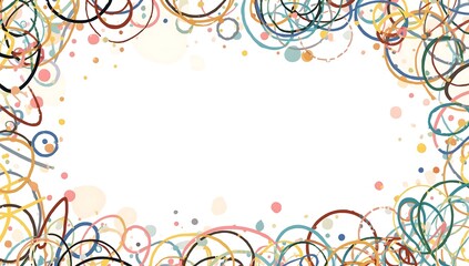 Colorful Scribble Border with Random Circles and Dots
