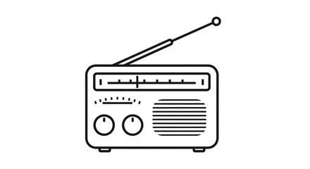 Illustration of a retro radio, ideal for vintage enthusiasts and mediarelated projects, capturing the essence of classic broadcasting technology