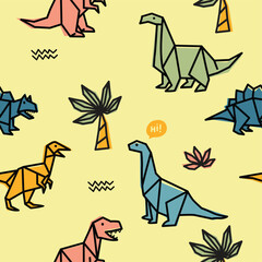 Origami Style Dino Seamless Vector Pattern  © atap
