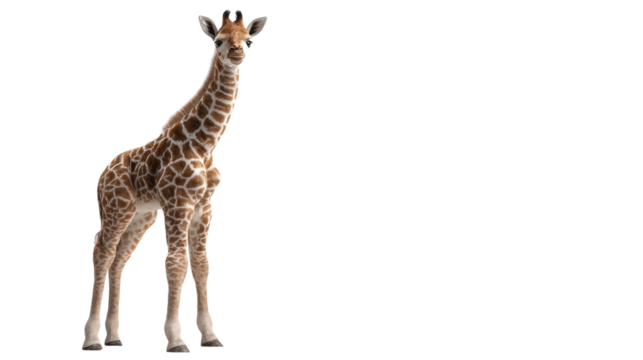 Giraffe baby standing tall Transparent background, PNG file