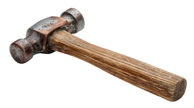 Hammer with wooden handle Transparent background, PNG file