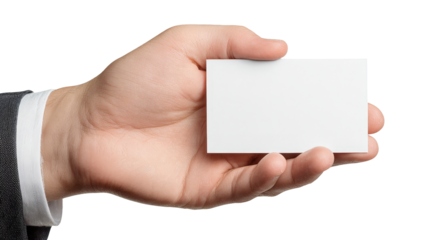 Hand offering business card Transparent background, PNG file