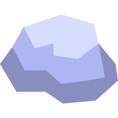 Stylized representation of a blue and purple abstract geometric mountain landscape design with a transparent background