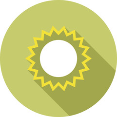 Stylized Sun Icon With Jagged Rays and Long Shadow on Circular Flat Background
