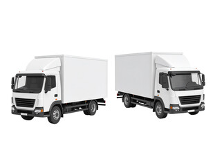 3d Render of White Delivery Trucks Isolated