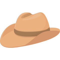 Light Brown Cowboy Hat with a Flat Crown and a Darker Brown Band Against a Transparent Background