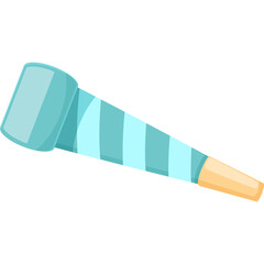 Light Blue And White Striped Party Blower With Beige Tip And Transparent Background