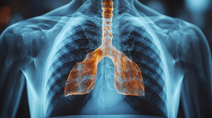 Ethereal human chest revealing lung anatomy