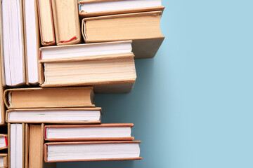 Composition with books on blue background