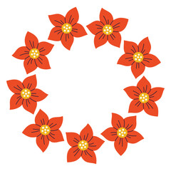 Simple festive round frame with Christmas decor. The simple vector design perfect for Christmas and New Year decorations or holiday greetings.