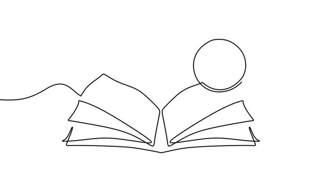 Book Magnifying Glass Continuous Line Animation Research