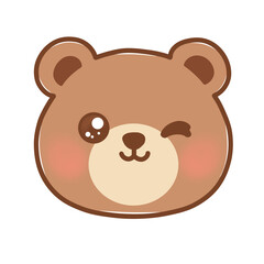 Cute kawaii brown bear face illustration
