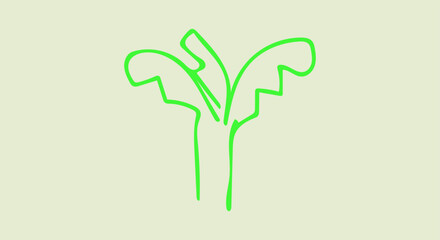 Simple neon green outline of a stylized plant or tree